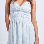 Elegant Light Blue Floral Mini Dress Photo 0