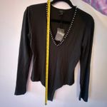NBD NWT  Black Beaded V-neck Bodysuit Long Sleeve Stretchy Glam Women size Medium Photo 10