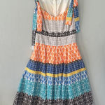Eshakti  Multicolor Striped Sleeveless‎ Fit & Flare Midi Dress Photo 0