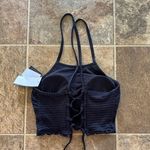 Macy's Salt + Cove Seersucker Lace-Up Tankini Top Black Size Medium Photo 6