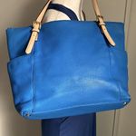Michael Kors Cerulean Blue Leather Jet Set Full Size Shoulder Tote Bag Carryall Photo 2