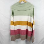 Rachel Zoe  Womens Medium Cowl Neck Sweater Multicolor Striped Pullover Soft Knit Photo 3