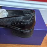 Stuart Weitzman "Chap" Black Patent Leather and Grey Flannel Tassel Loafers 6.5 Photo 9