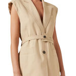 LVIR LA Project Belted Vest Small Tan Linen Blend Sleeveless Layering Modern Photo 0