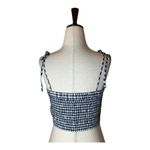 J.Crew  Shirt Women Small Navy Blue White Cotton Gingham‎ Smocked Cropped Top Photo 3