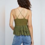 Free People NEW! Small Adella Olive Sparrow Lace Spaghetti Strap Cami Top Ruffle Photo 4