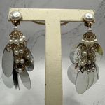 Vintage Glamorous Pearl & Mirror Dangle Clip Photo 0