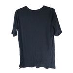 ZARA  Womens T Shirt Top Ribbed V Neck Short Sleeve Black M Photo 1