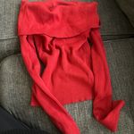 H&M Red rubbed off the shoulder sweater  Photo 1
