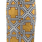 Jaclyn Smith NEW Yellow White High Waist Geometric Pencil Knee Length Skirt Sz L Photo 0