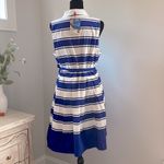Milly NWT  Italia‎ Capri Royal Blue Pleated Striped Dress. Size 12 Photo 4