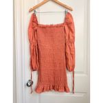 Reformation Hilary Linen Smocked Mini Dress Salmon Medium Spring Summer Resort Photo 2