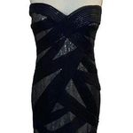 Tadashi Shoji  Strapless Blue Sequin Dress Mini Cocktail Bodycon Formal Womens 2 Photo 0