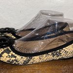 Lindsay Phillips  LIZ Snakeskin Print Flower Slip On Leather Ballet Flat Shoes Photo 4