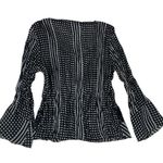 Robbie Bee  size medium Black White Polka Dot Striped Blouse bell sleeve Photo 1