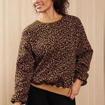 Fabletics  Leopard Print Fleece Sweatshirt Women’s XXS Animal Print Loungewear Photo 0