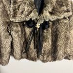 Jolt  Y2K Vintage Faux Fur Glam Shawl Cropped Coat Women L Brown Holiday Formal Photo 4