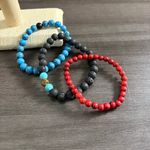Turquoise Lava Red Jasper Beaded Bracelets Blue Photo 2
