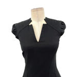 Zac Posen Zac Posen Black Cap Sleeve V-Neck Sheath Wiggle Structured Day Dress Size 2 Photo 2