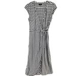 J Crew Midi Wrap Dress Womens XXS Blue White Gingham Viscose Classic Cottagecore Photo 5
