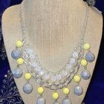 Avon Grey/Yellow/Iridescent Beads Tiered Dawn Statement Necklace Signed NWT Yellow Photo 0