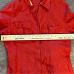 Edward Red 100% Linen Button Up Shirt Sz L 3/4 Sleeve Back Slit Jacket Blouse Size L Photo 5
