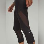 Lululemon  Logo Waistband High Rise Training Crop Graphite Grey Size 2  Pockets Photo 4