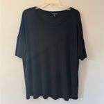 Eileen Fisher  Black Silk Boxy Oversized Shirt Sleeve Top size small Photo 1