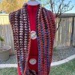 Handmade Orange Multicolor Crochet Infinity Scarf Photo 2