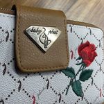 Baby Phat  Hand Clutch Wrist Wallet - Brown Leather with Rose Engraved Design Photo 11
