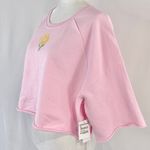 BP New  Flower Embroidered Short Sleeve Cropped Sweatshirt Pink Photo 7
