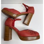 Jeffrey Campbell Mary Jane Heels Size 9.5 Leather Red Perforated Natural Pumps Photo 6