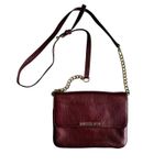 Michael Kors Crossbody Shoulder Bag Leather Burgundy Chain Strap 9x7 Photo 0