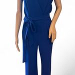 Diane Von Furstenberg  Wrap Jumpsuit Size 0 Vibrant Cobalt Blue Wide Leg Belted Photo 0