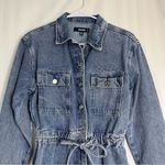 Missguided Denim Long Sleeve Shorts Belted Romper Women’s Size 4 Photo 2