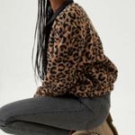 PacSun Coco Sherpa Henley Sweatshirt Leopard Photo 0