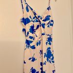 NWT Midi White and Blue Print Tie Back Cami Dress Size M Photo 8