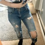 ZARA  distressed ripped cuffed straight leg jeans Photo 2