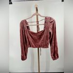 Altar'd State Altar’d State pink velvet butterfly print long sleeve crop top size small Photo 9