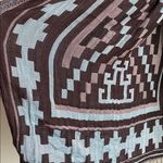 Michael Stars  Aztec Geometric Patterned Scarf with Tassels Blue Brown Photo 1