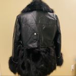 Genuine fox Fur Coat genuine leather jacket vest warm long sleeve trench bomber Jacket Fur Sheepskin Jacket Studs Black Size M Photo 12