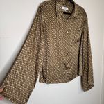 L'Academie  Revolve Tan Chain Oversized Button Down Photo 8