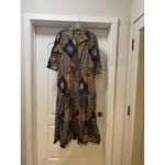 The Oula Company Dress Womens One Size Navy Gold Patchwork Maxi Shirt Dress Yellow Photo 1