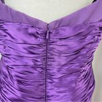 Maggy London  Size 12 Silk Pendant Ruched Purple Backless Dress Satin V Neck Photo 4