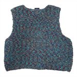 VTG 90s Liz Sport Multicolor Cotton Ribbon Knit Chunky Button Vest Petite Small Green Size undefined Photo 1