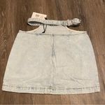 We Wore What Light Wash Cut Out Mini Denim Skirt Size XS Photo 3
