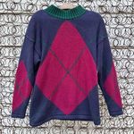 Vintage 90s Idioms argyle diamond knit oversized sweater Photo 0