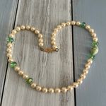 Gorgeous Beaded Necklace Glass Pearls Green Crystal & A Colorful Focal Beads Multiple Photo 8