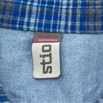Stio Flannel Shirt Womens Size Med Blue Plaid Long Sleeve Dovetail Cabin Outdoor Photo 5