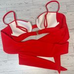 LPA New  Vibrant Red Ribbed Bikini Top Photo 6